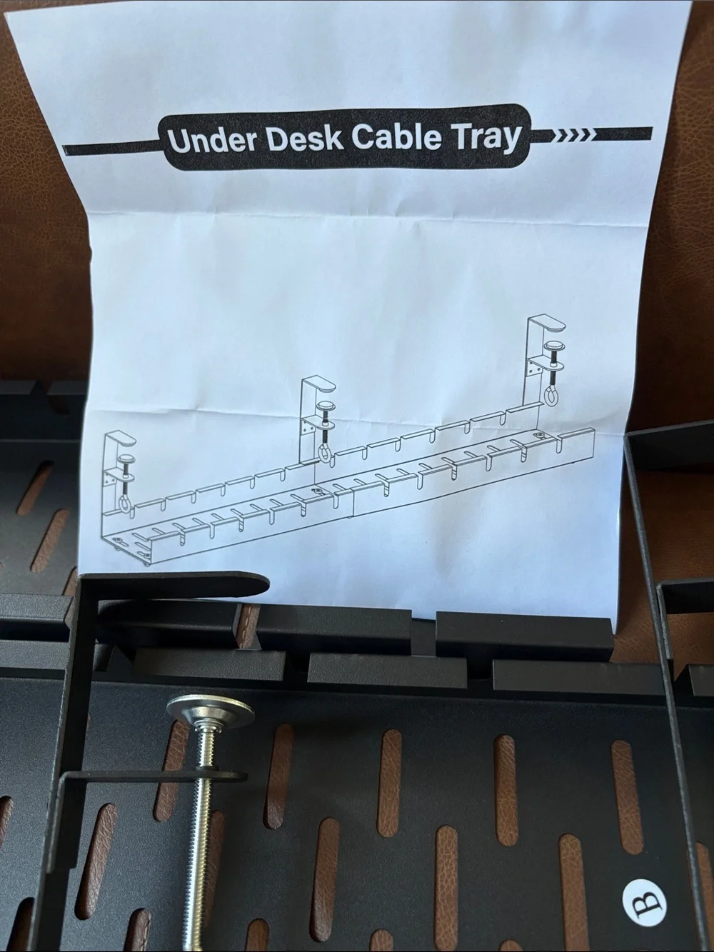 Under-Desk Cable Tray Organizer in Black